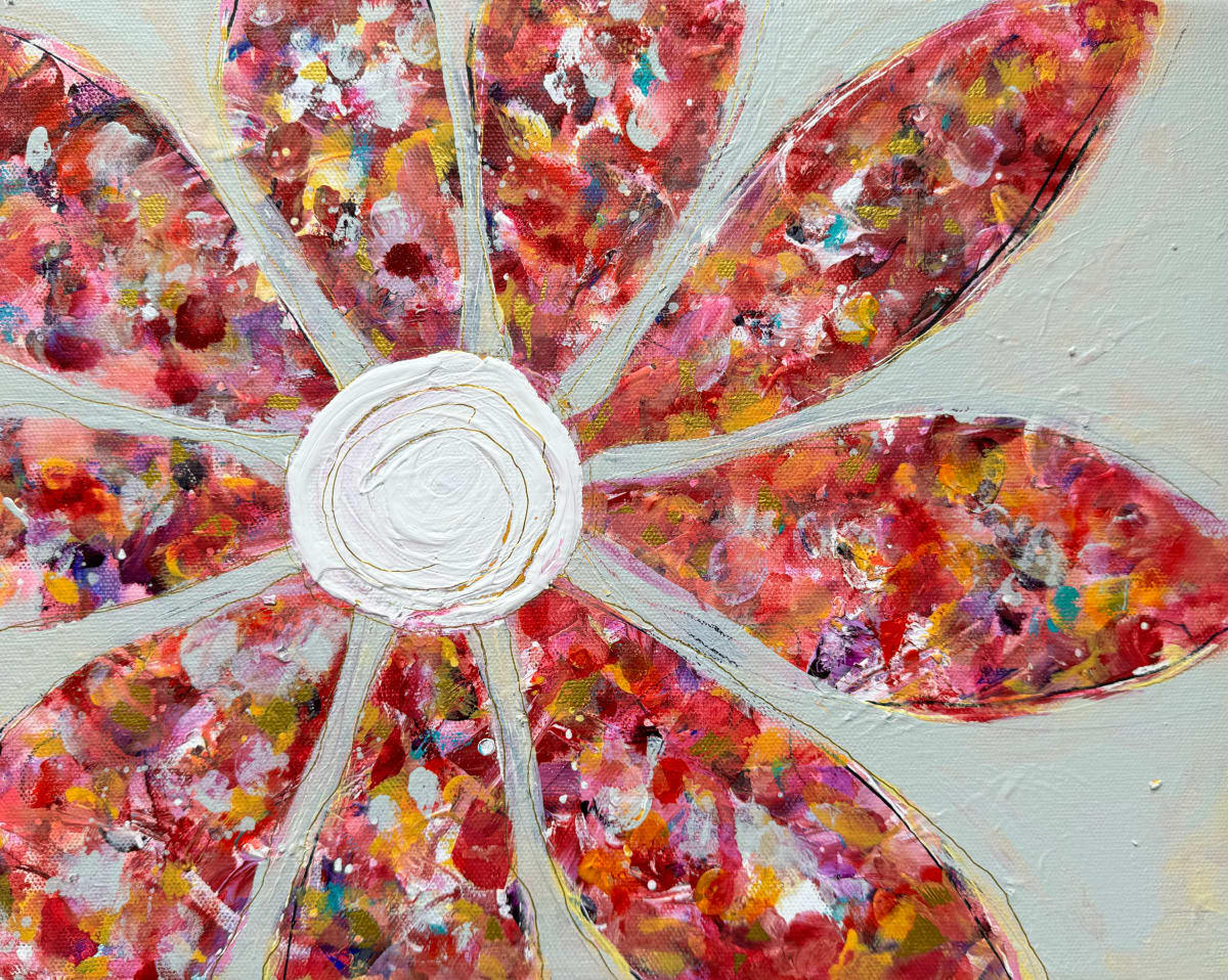 Flower Power 2- Beige with White Center by Rebecca Zdybel, Image 1.