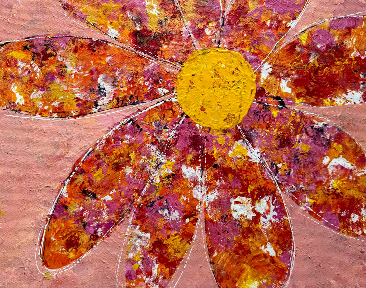 Flower Power 4- PEACH WITH YELLOW CENTER by Rebecca Zdybel 