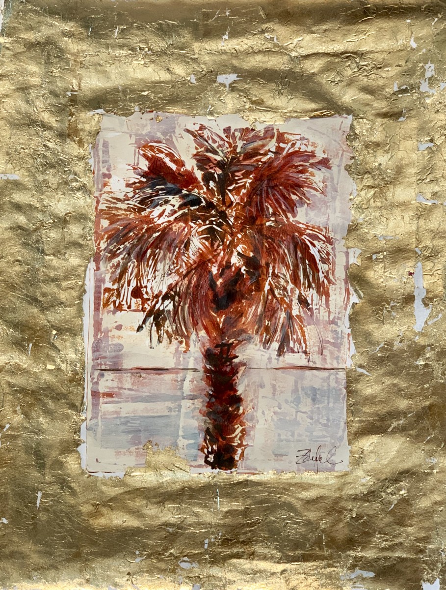 Sultry Palm with Gold Leaf by Rebecca Zdybel 