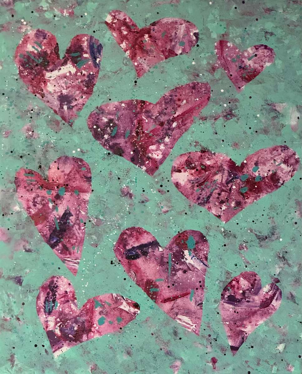 Pink hearts by Rebecca Zdybel 