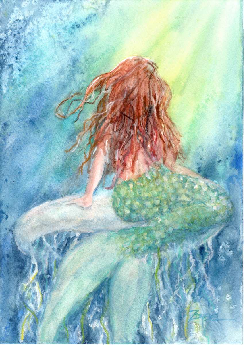 Little Mermaid on Jellyfish by Rebecca Zdybel, Image 1.