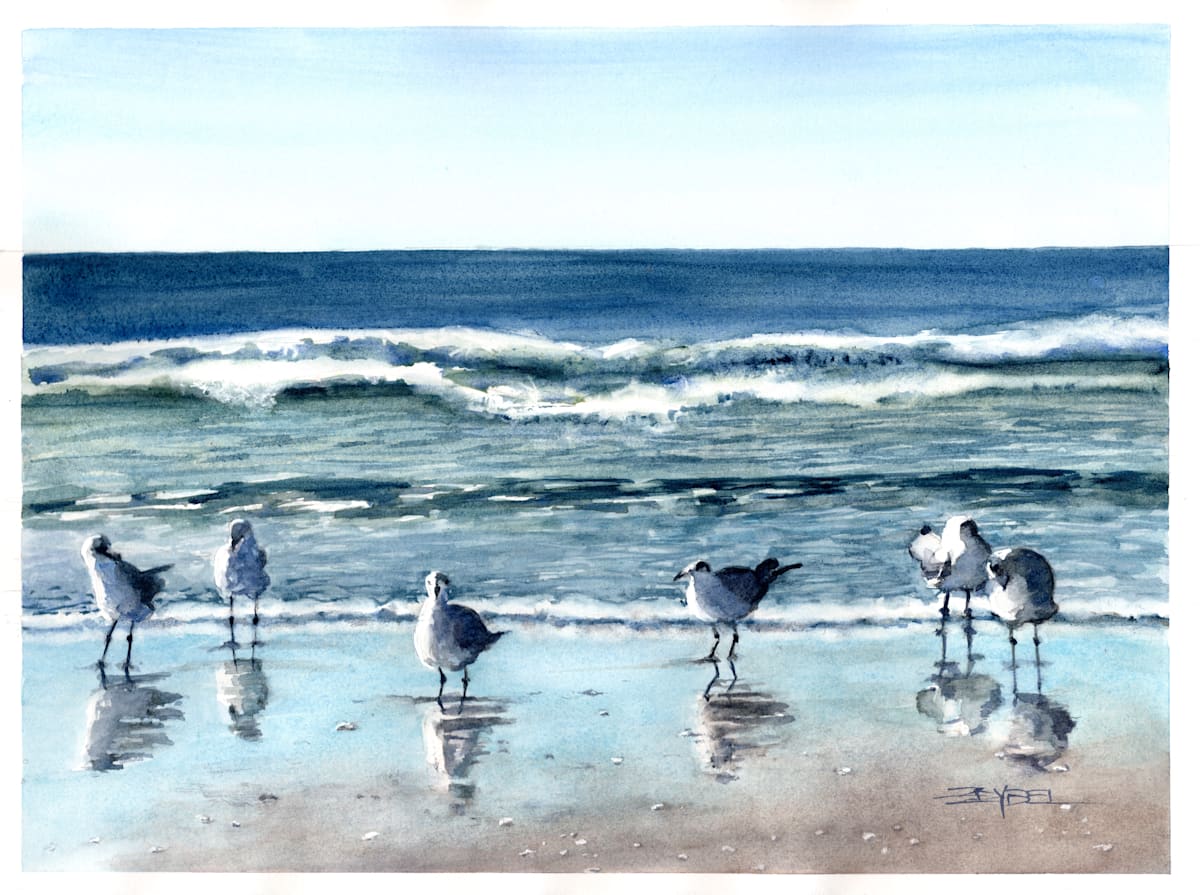 Seagulls on the Shore by Rebecca Zdybel 