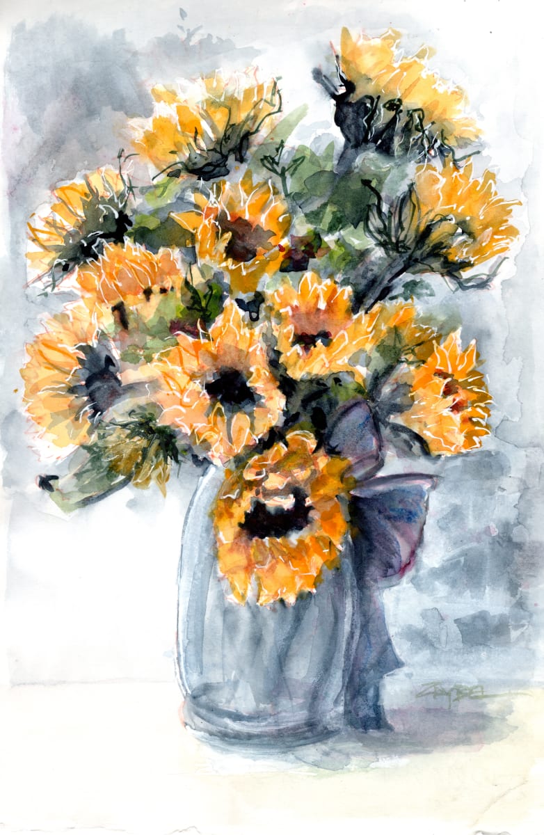 Sunflower Bouquet with Ribbon 