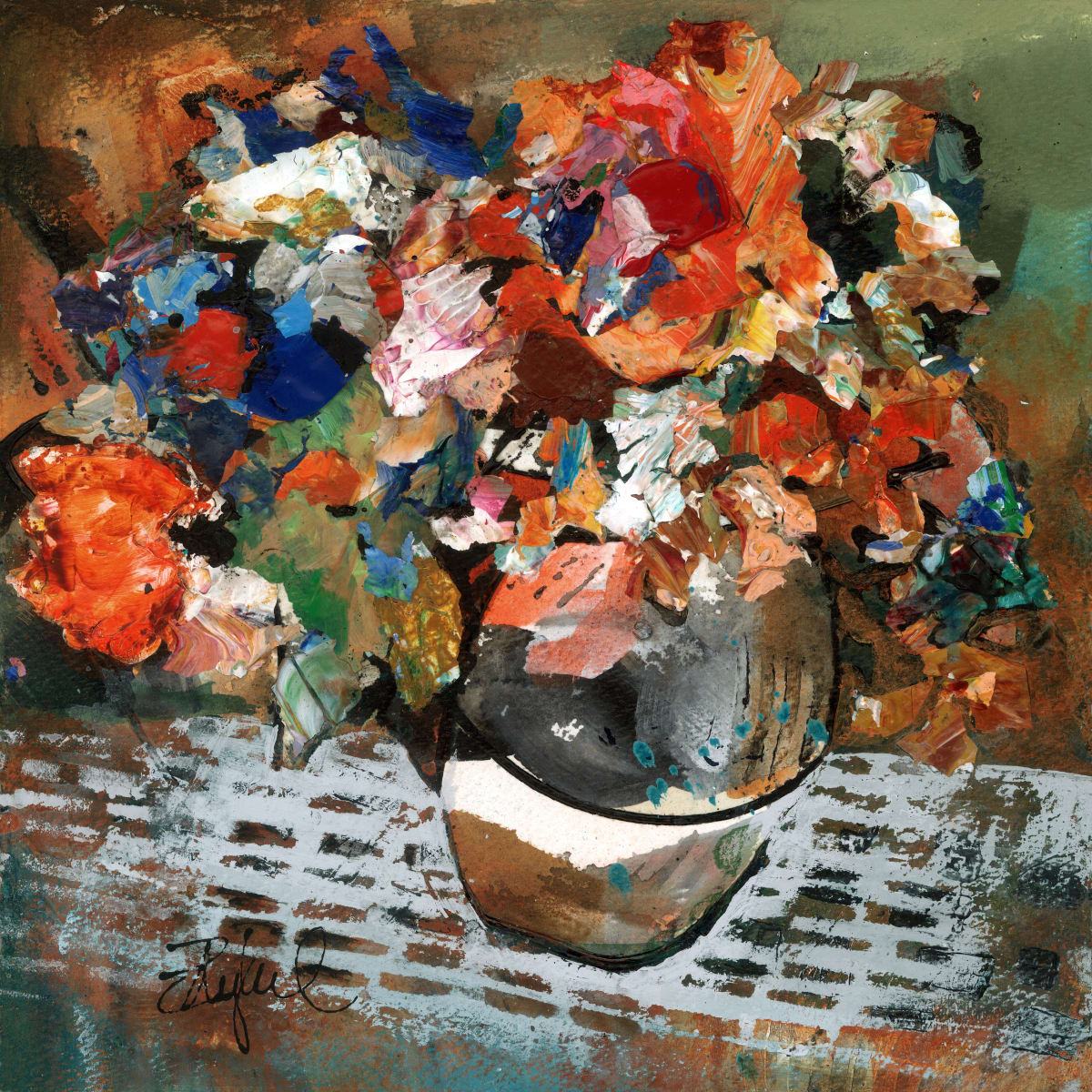 Floral Fiesta- framed signed Giclee by Rebecca Zdybel, Image 1.