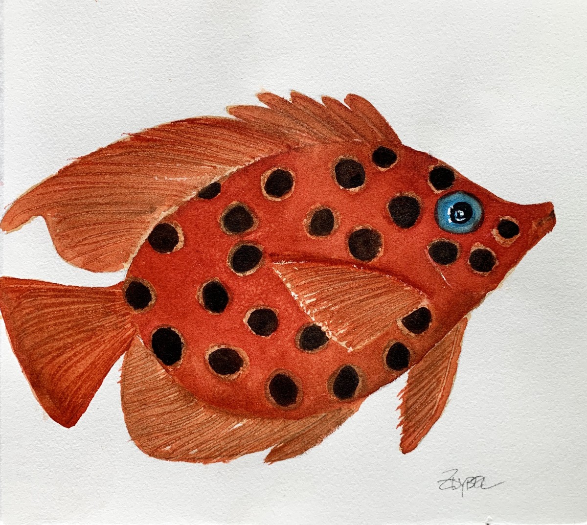 Spotted Swimmer in Orange and Black by Rebecca Zdybel 