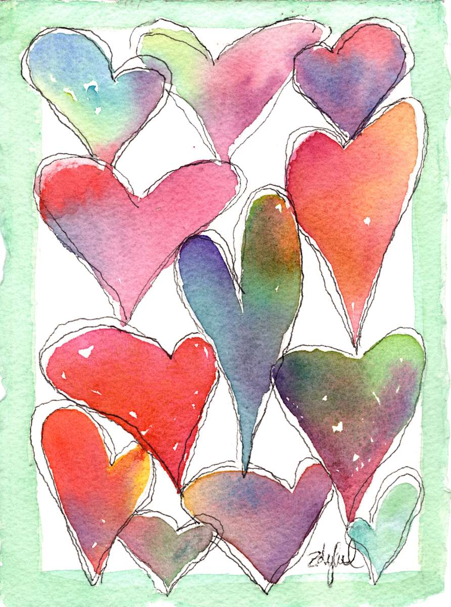 Hearts with Mint Border by Rebecca Zdybel, Image 1.