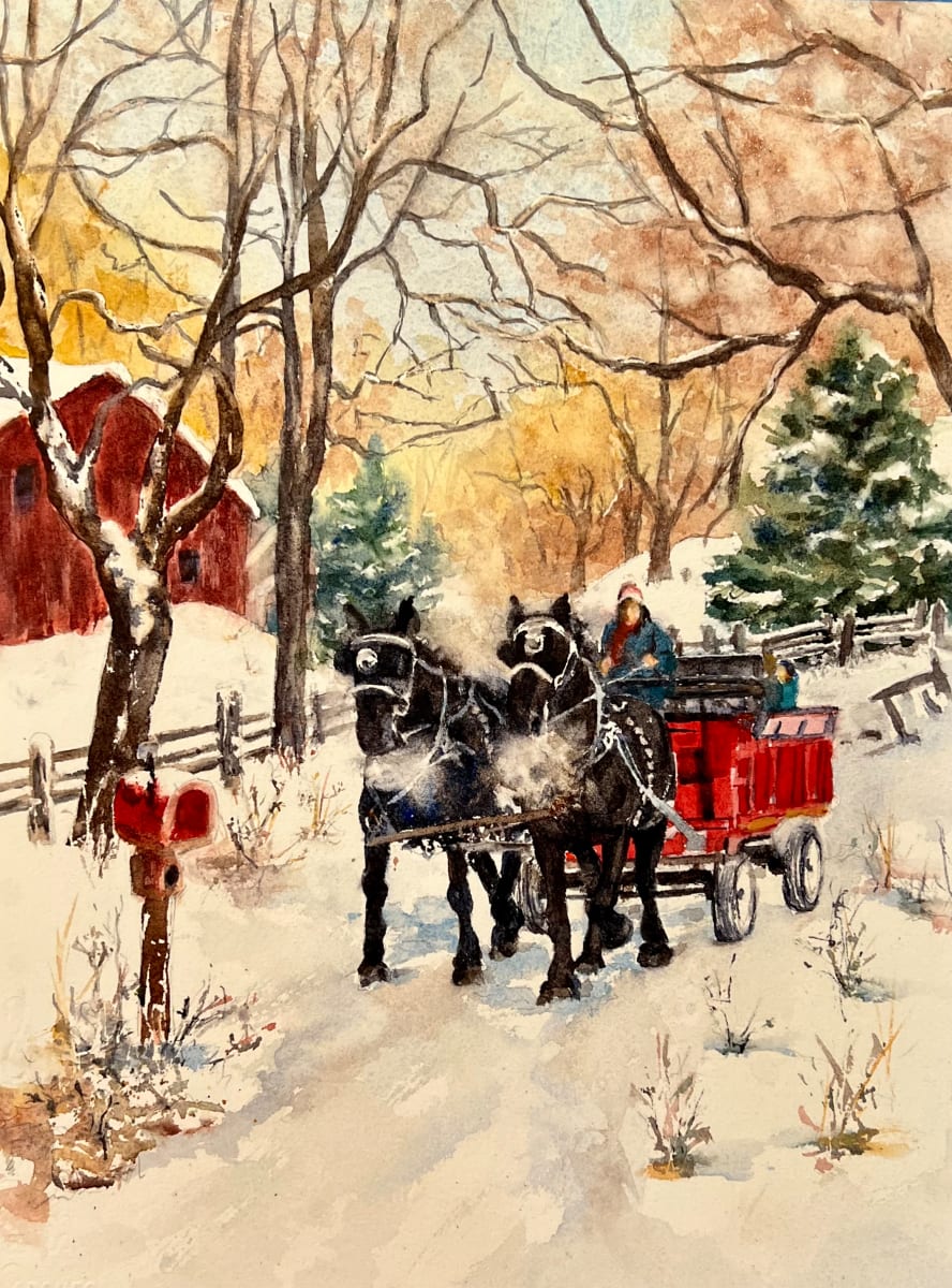 Early Winter Sleighride framed giclee' by Rebecca Zdybel, Image 1.