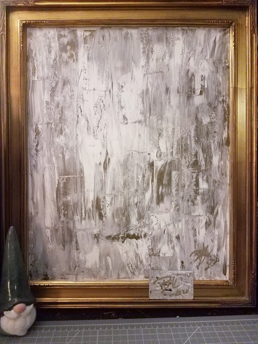 Strawberries and Cream by Irene Bee Kain  Image: This unique piece was painted in the frame. I really enjoyed using my credit cards for the blending and stamping of this piece. Take a peek,.maybe you can see more than meets the eye