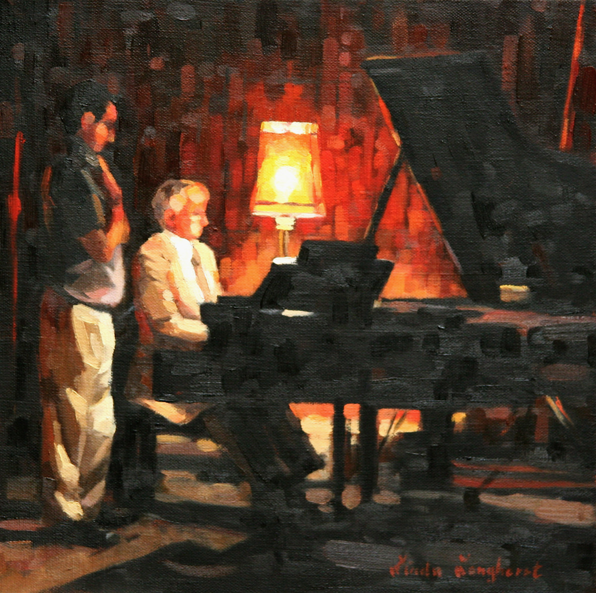 Piano By Lamplight by Linda Langhorst  Image: In the Yellowstone Lodge