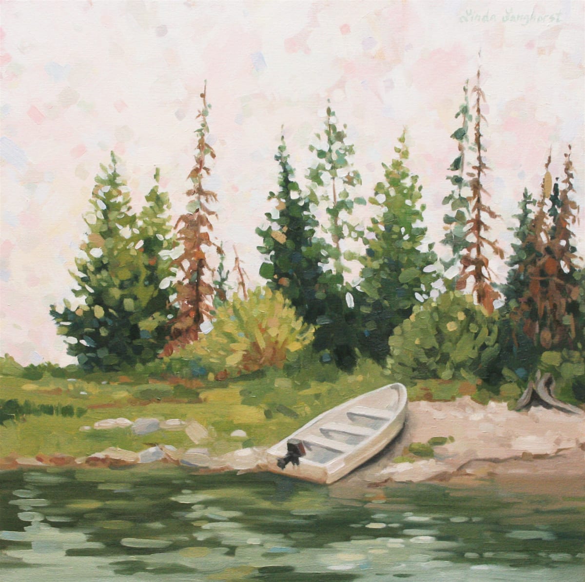 Rowboat, Tetons by Linda Langhorst 