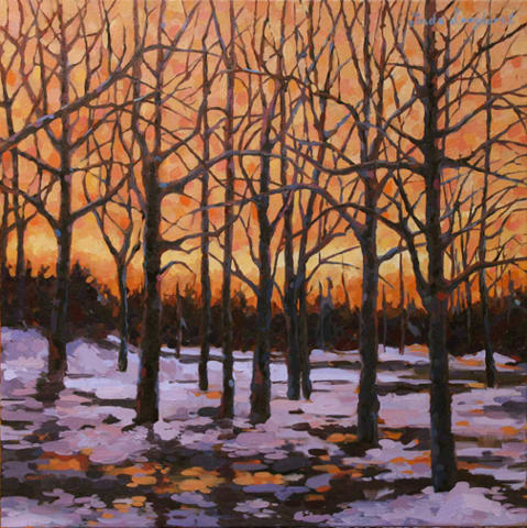 Sunrise at the Farm by Linda Langhorst  Image: My Parent's Farm, front yard, at Sunrise