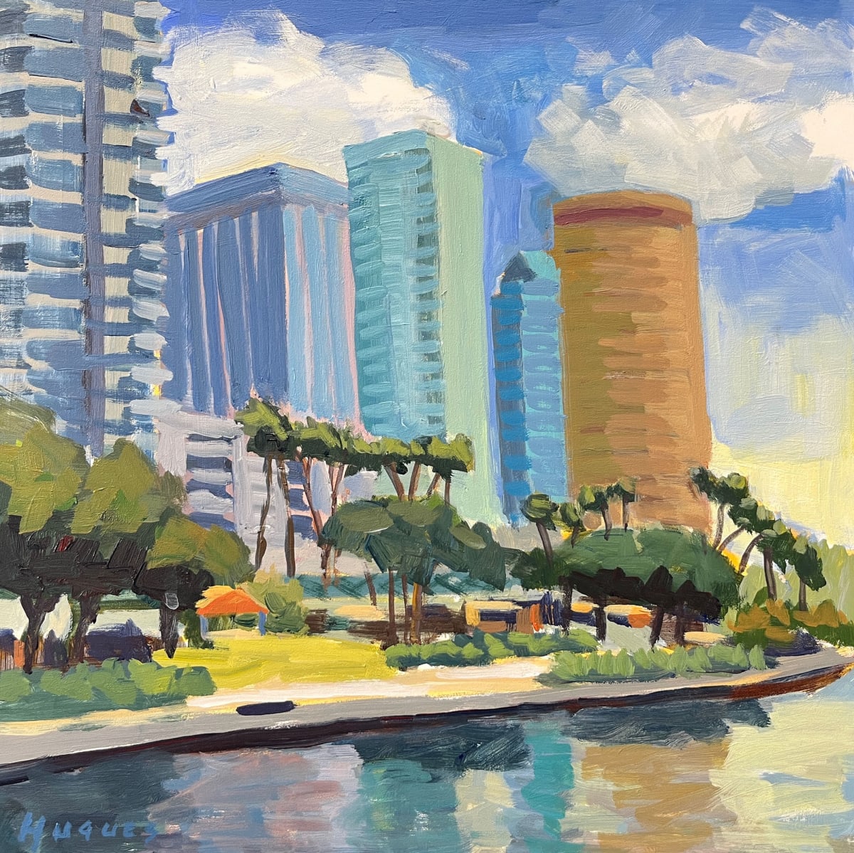 Rivergate Tower and Friends - Tampa by Linda Hugues 
