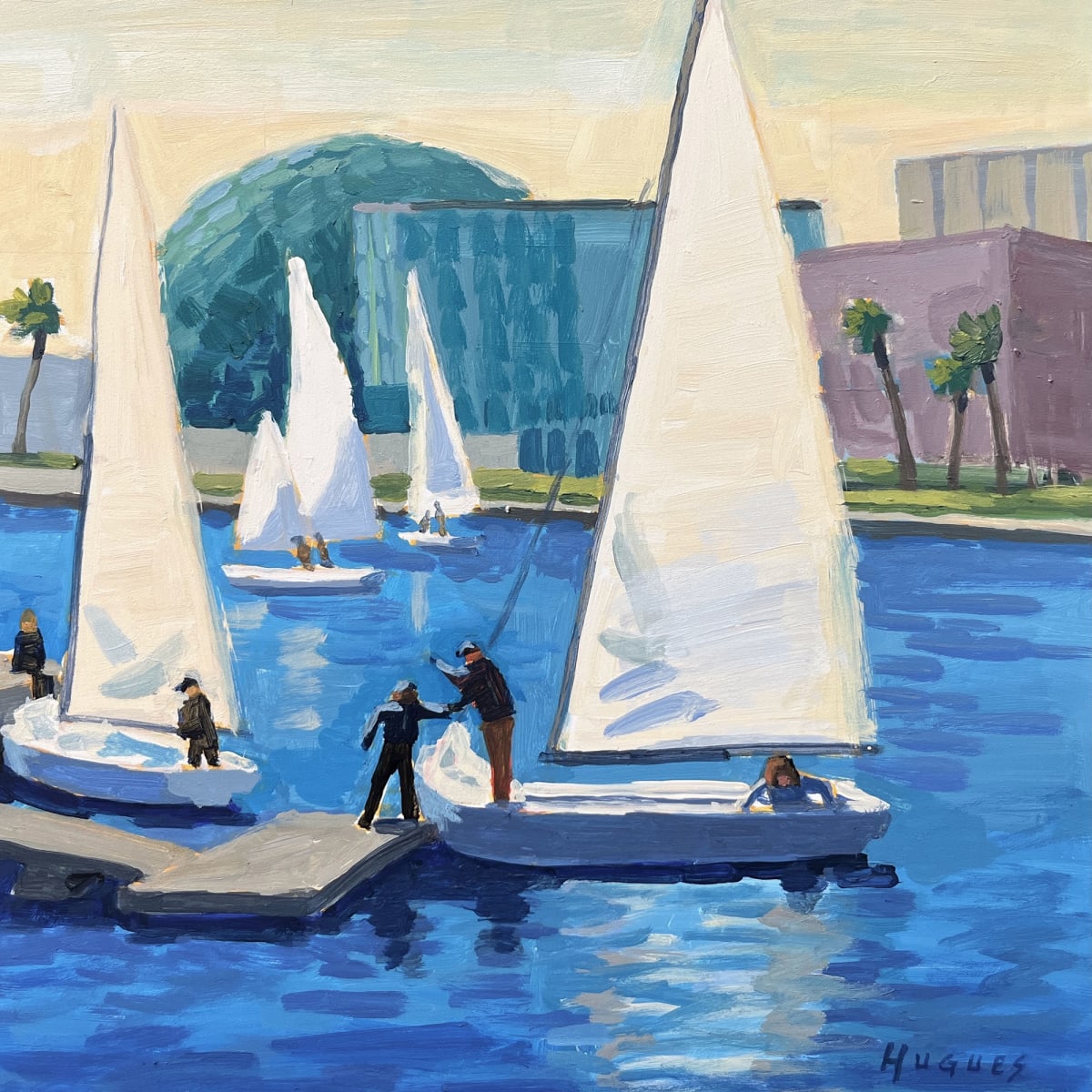 Raising the Jib - St. Petersburg by Linda Hugues 