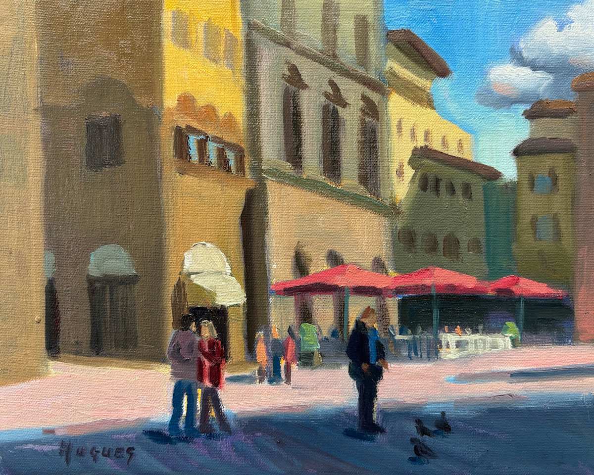 Feeding the Pigeons - Florence, Italy by Linda Hugues 