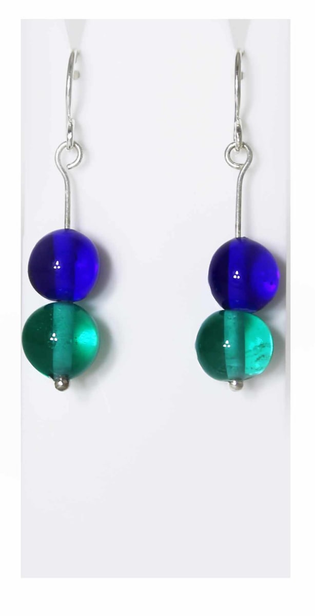 Flamework Glass Bead Earrings - Shoreline by Nada Murphy, Image 1.