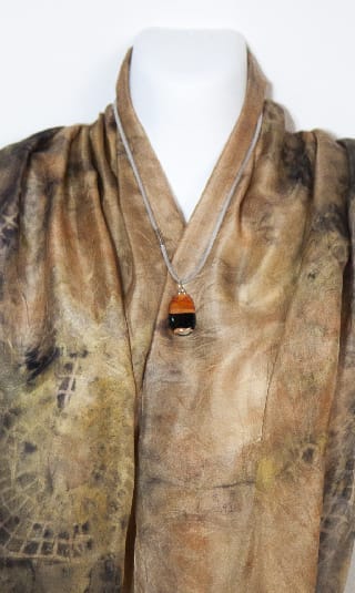 Eco Dyed Silk Scarf  ( Wandoo Bark -Iron Print) by Nada Murphy 