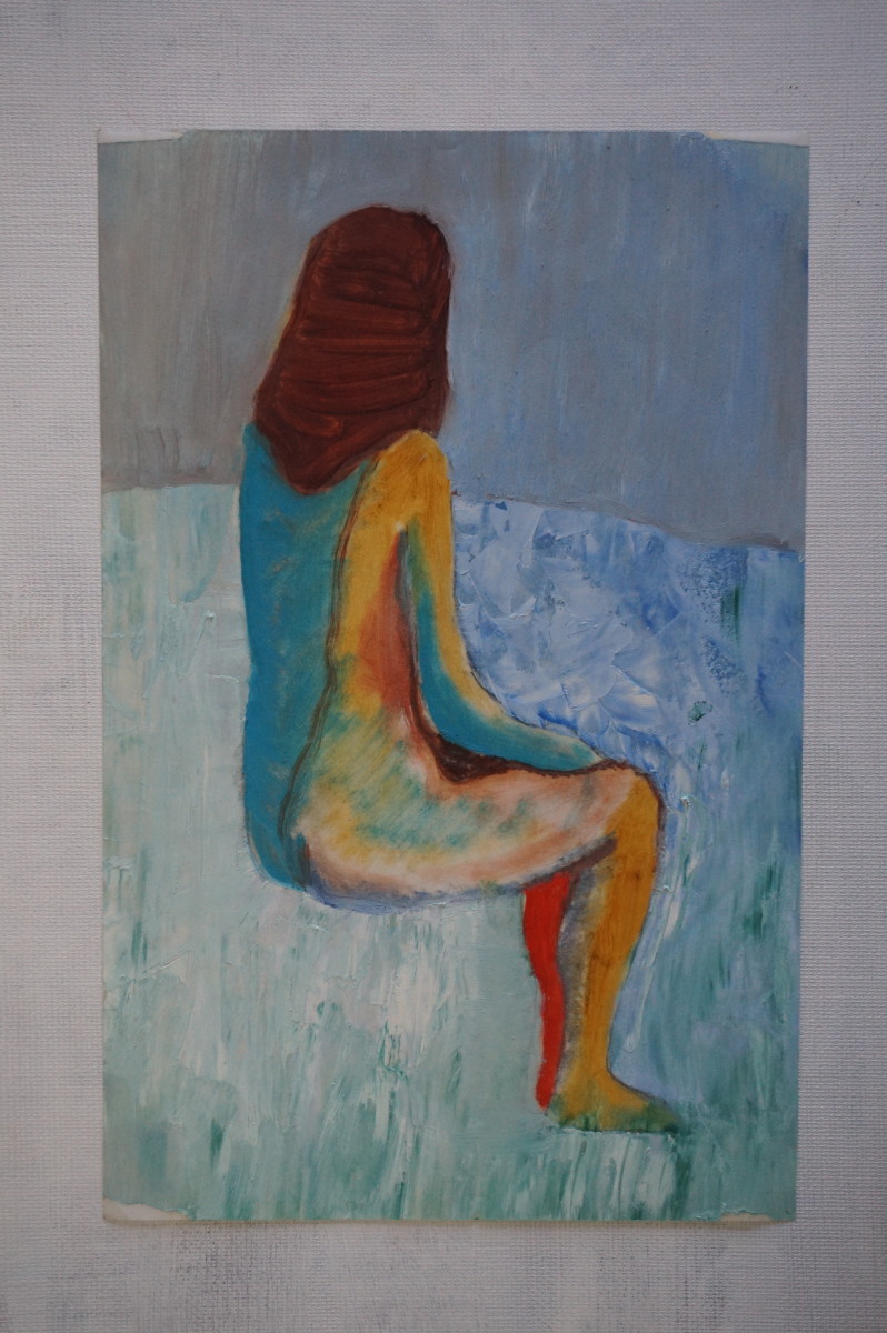 Seated Figure with Red Leg by Eric Jones 