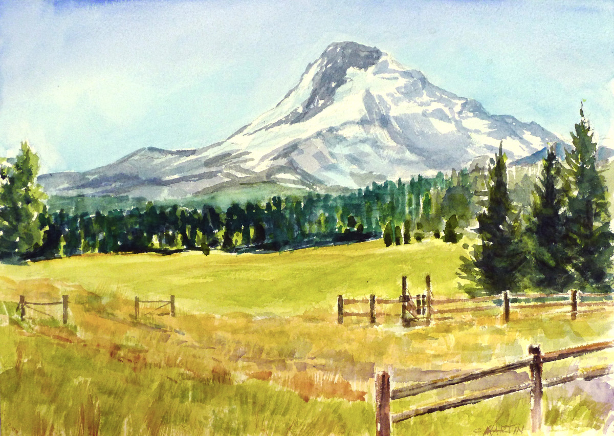 Mt. Hood - Laurance Lake Road - Print by Chas Martin 