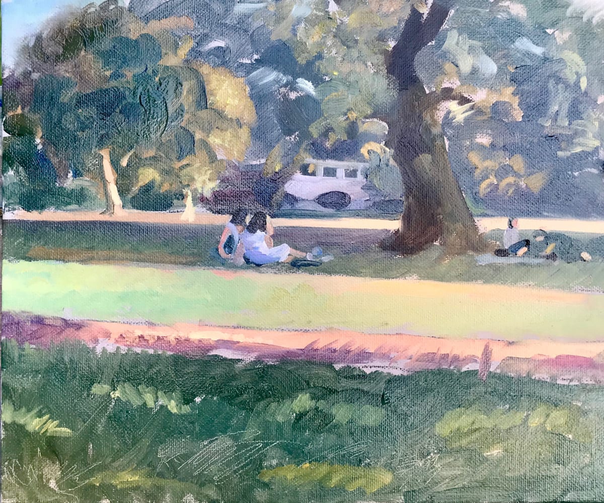 Two Girls, Summer Picnic on Hampstead Heath. Hampstead. London by Alan Lancaster 