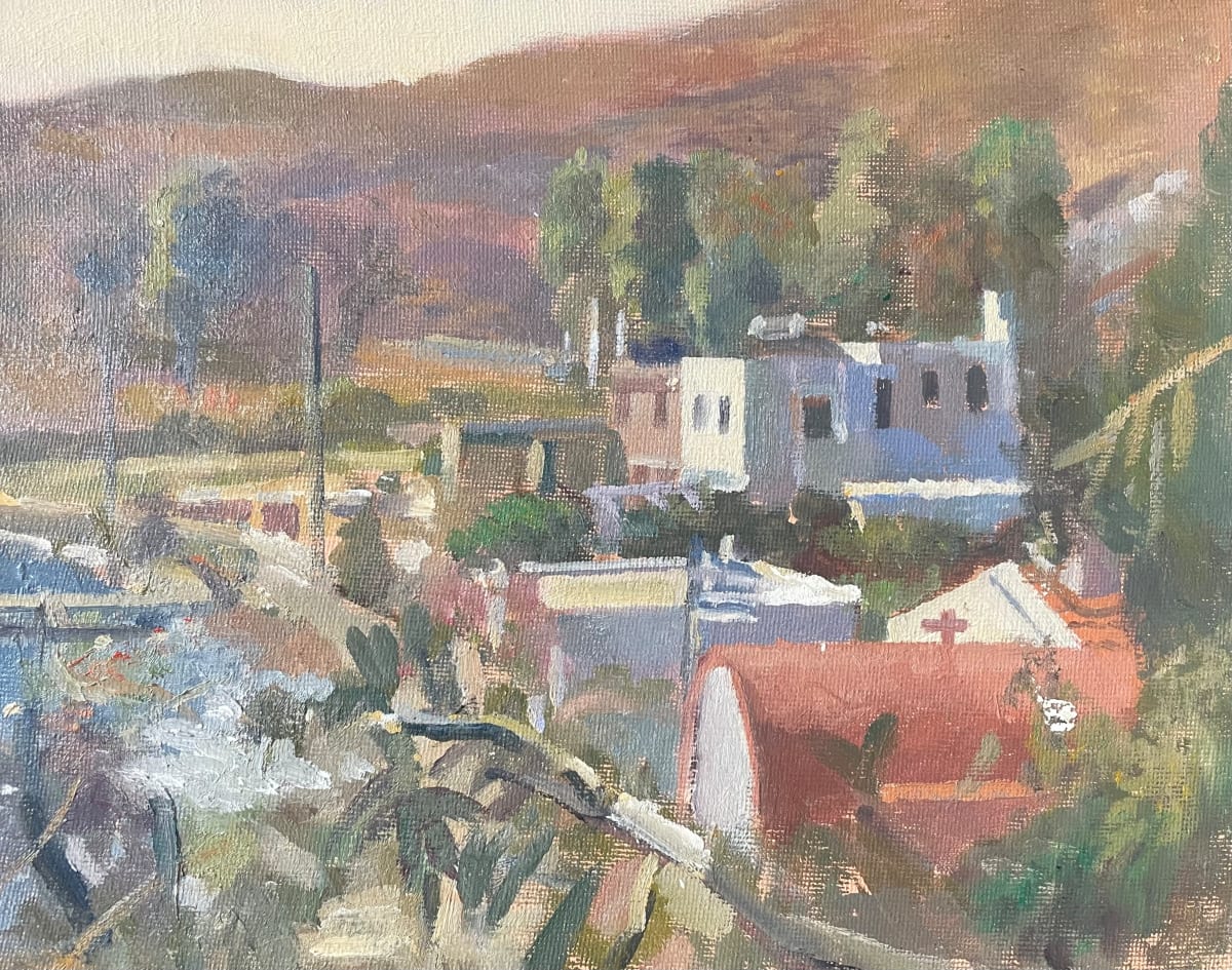 View Towards Benitos from the Coastal Road. Patmos, Greece by Alan Lancaster 