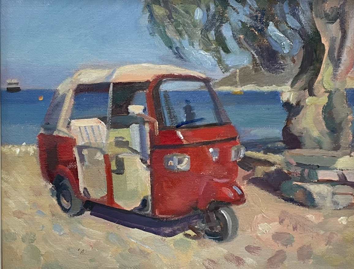 Red Tuk Tuk, Petra Beach. Patmos. Greece by Alan Lancaster 
