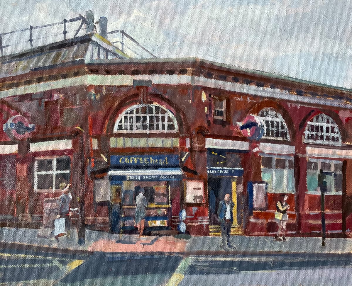 Hampstead Underground Station with Coffee Vendor by Alan Lancaster 