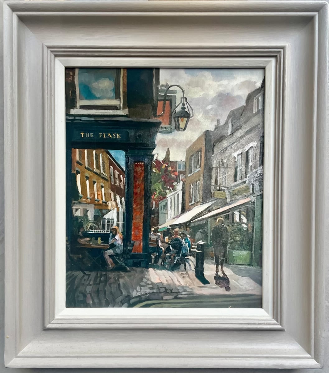 Print of The Flask in Hampstead (Giclee on Canvas with Frame) by Alan Lancaster 