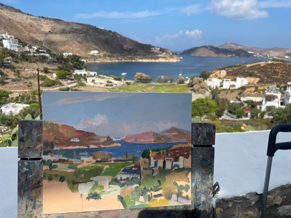 View over Sapsilla from the Pleiades Bar and Restaurant, Patmos, Greece by Alan Lancaster 