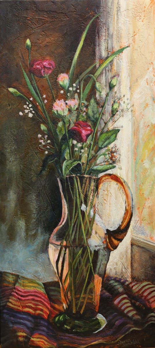 Glass Pitcher & Roses by Sharron Schoenfeld, Image 1.