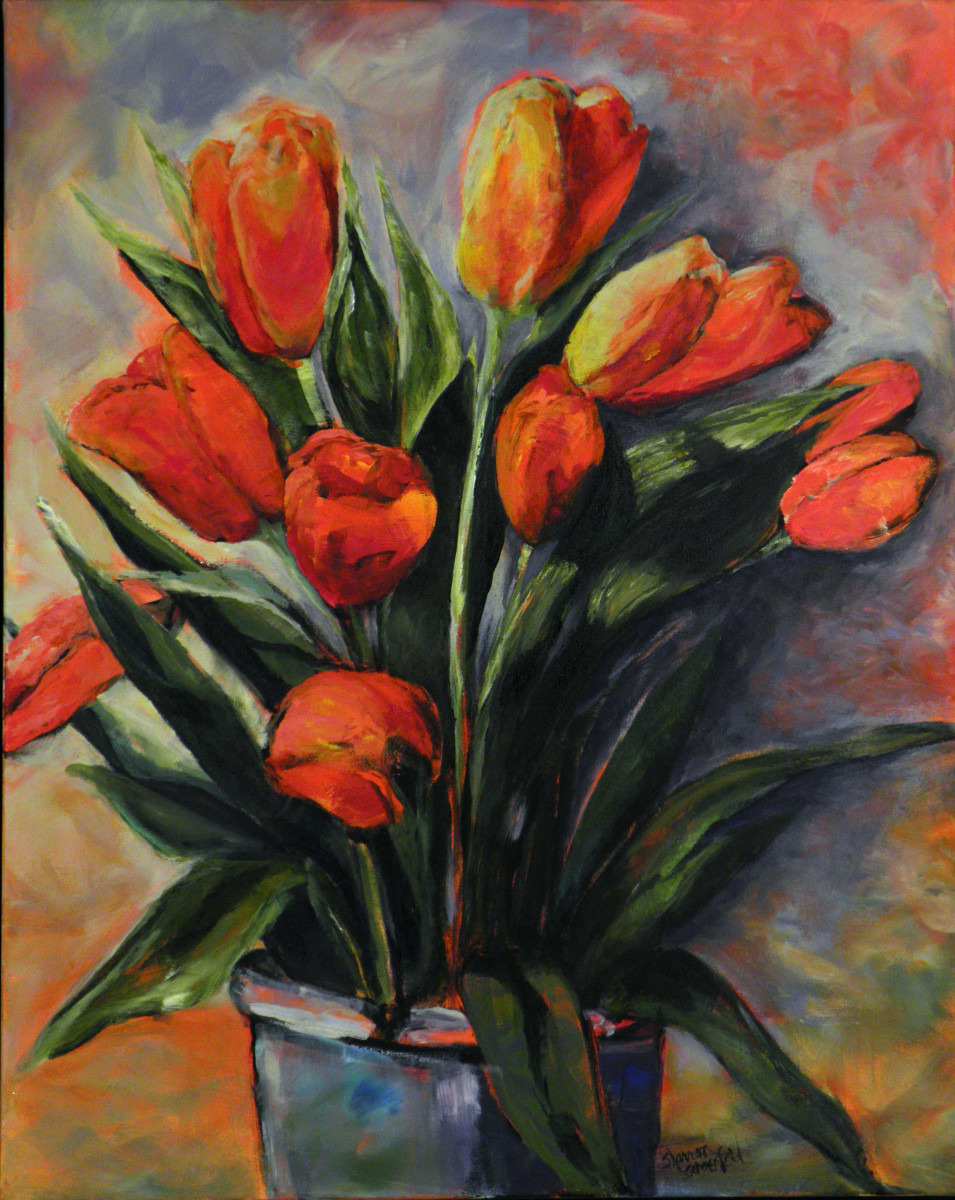Tulips In Pot by Sharron Schoenfeld 