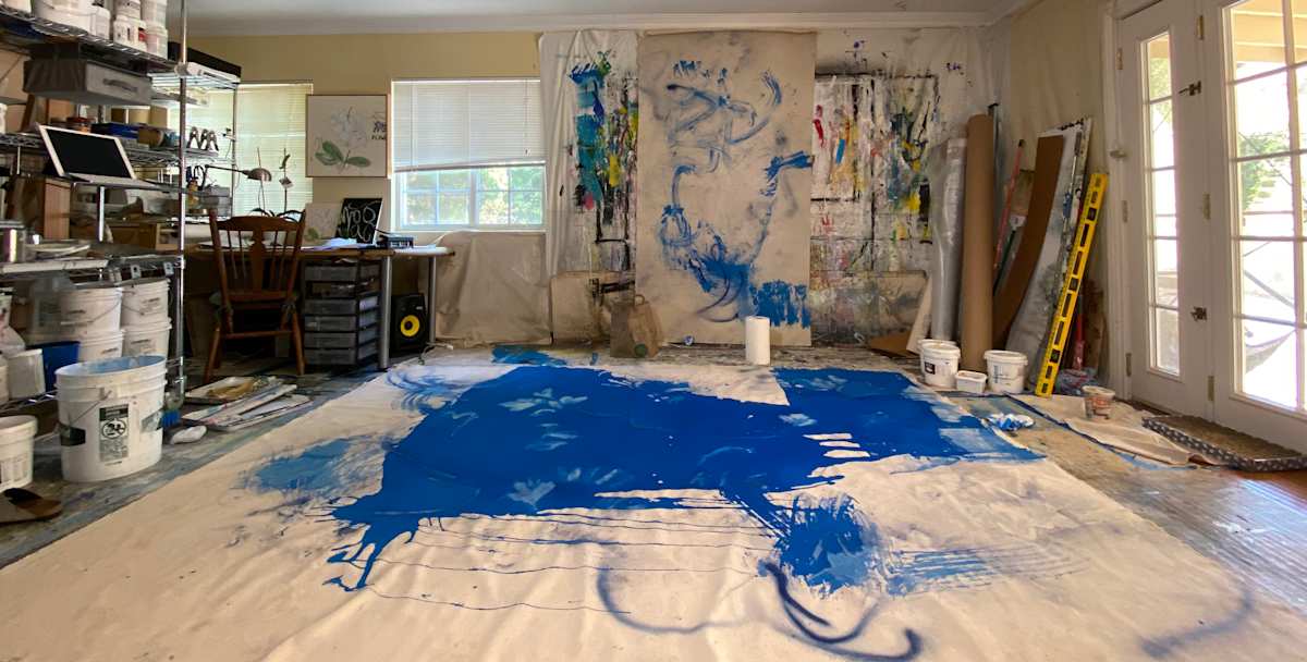 Studio by Laura Letchinger  Image: Start of BLUE SKIES on the floor.