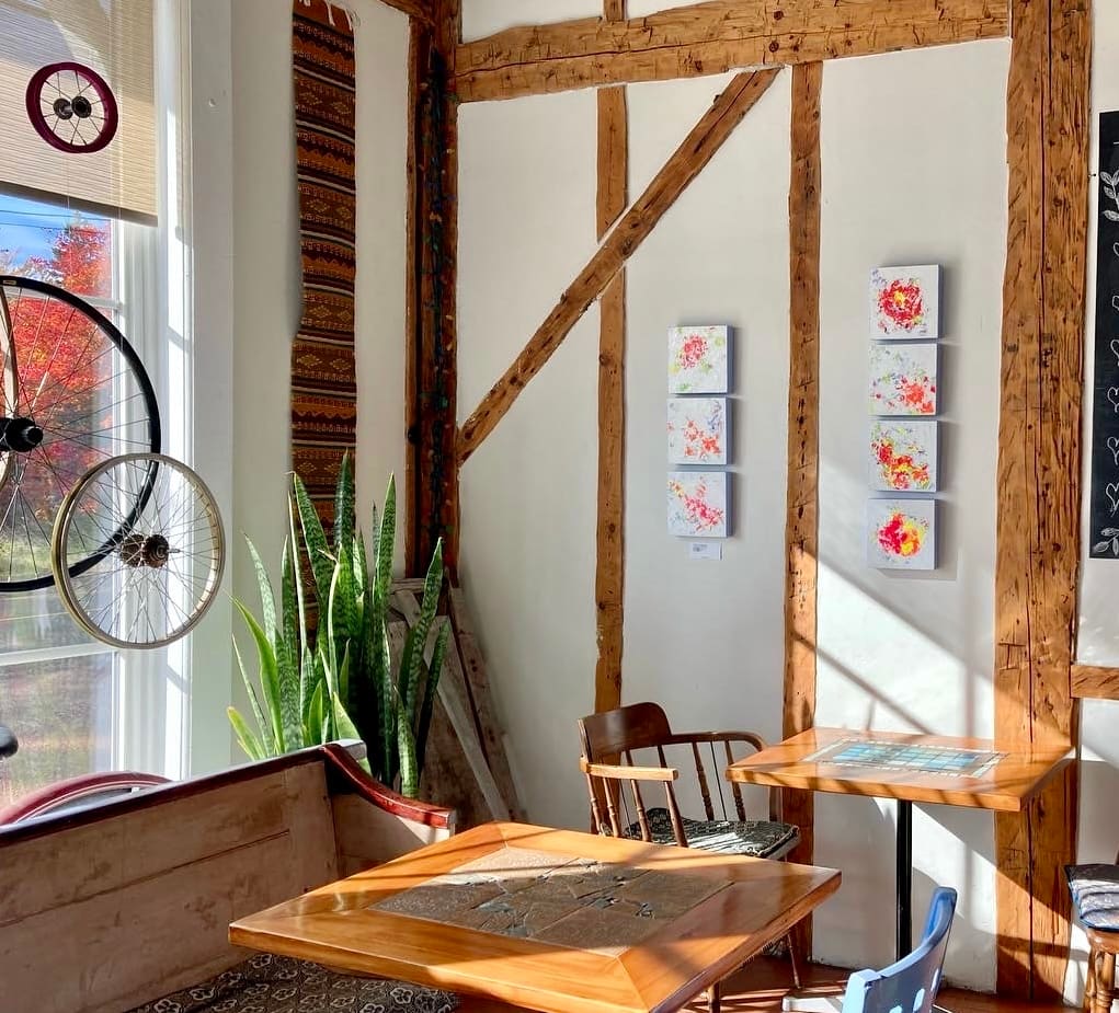 Seasonal Shift 7 by Julea Boswell  Image: installed at Bistro le Chat Bleu, Baie Verte, NB