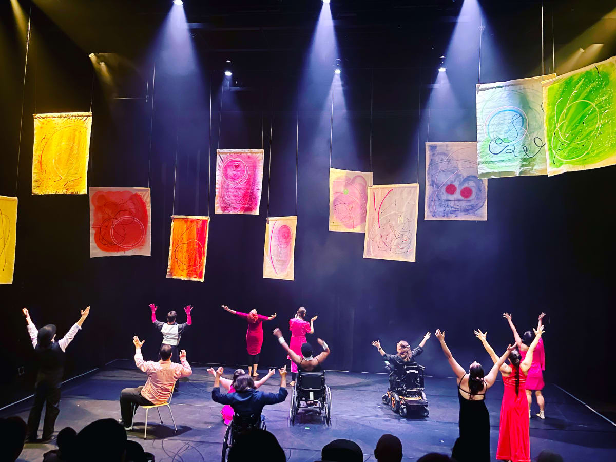 Painted Dances Onstage by Julea Hope Boswell  Image: 'Painted Dances' series above Propeller Dance Company performing at LabO Theatre, Ottawa Art Gallery, Ottawa, Ontario, 2023.