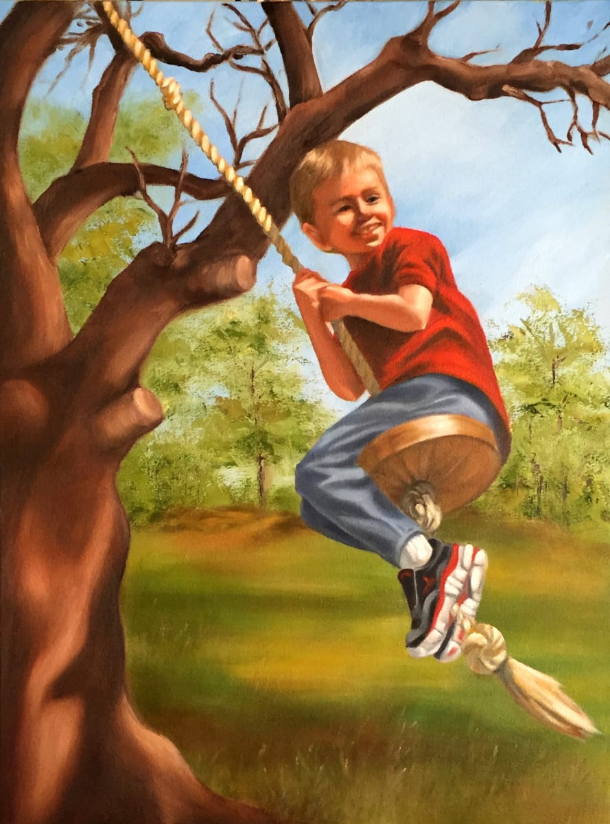 Jett on the Rope Swing by Caryn Stromberg 