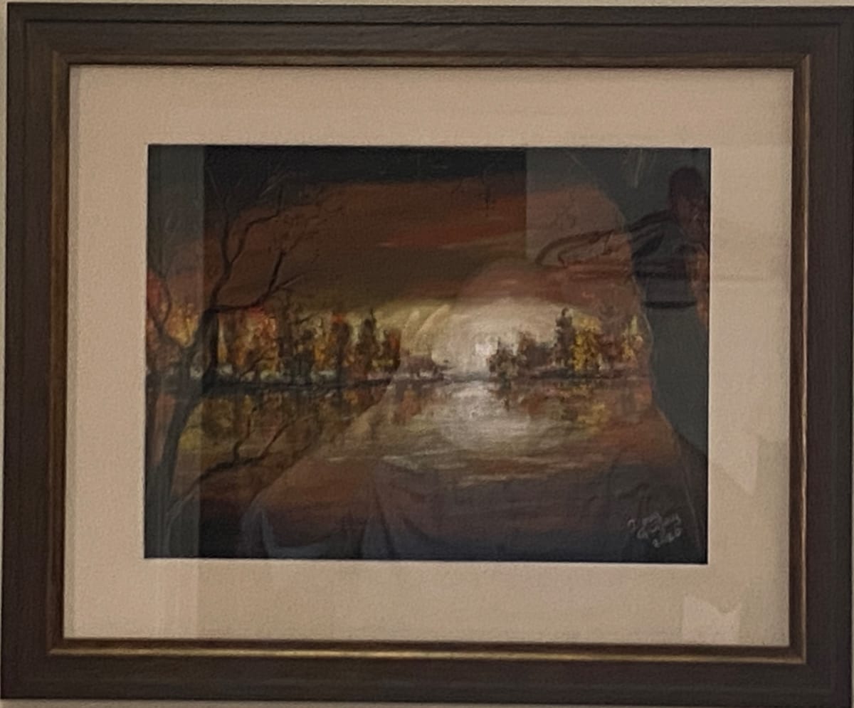 FALL SUNSET AT THE LAKE by Doug Gazlay  Image: Beautiful setting of the sun on the waters of the lake.