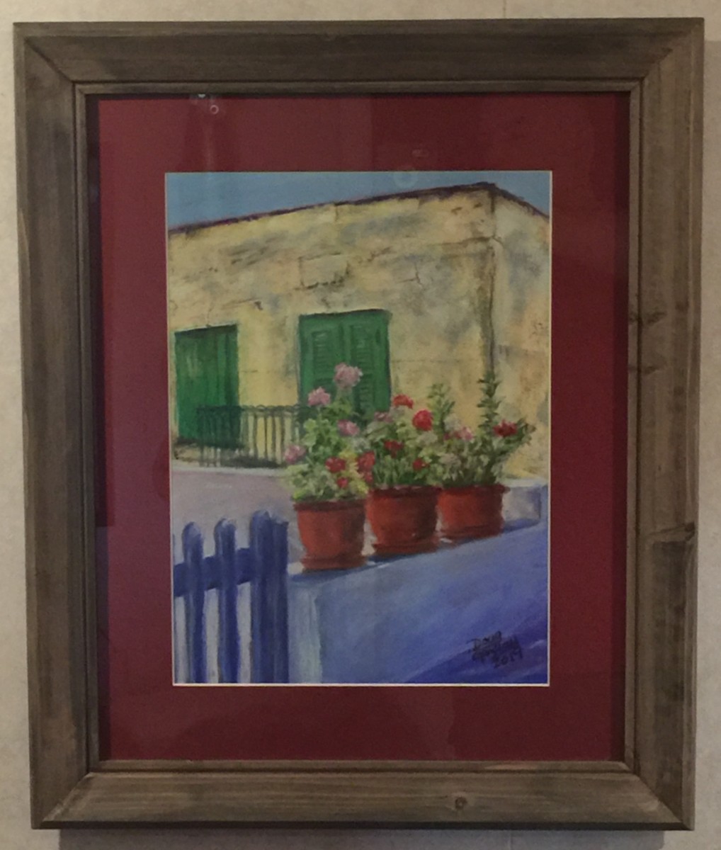 GERANIUMS ON THE LEDGE by Doug Gazlay 