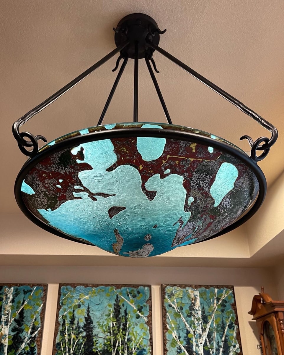 Riverway Chandelier-Pearl Lake by North Rim Glass Jared & Nicole Davis 