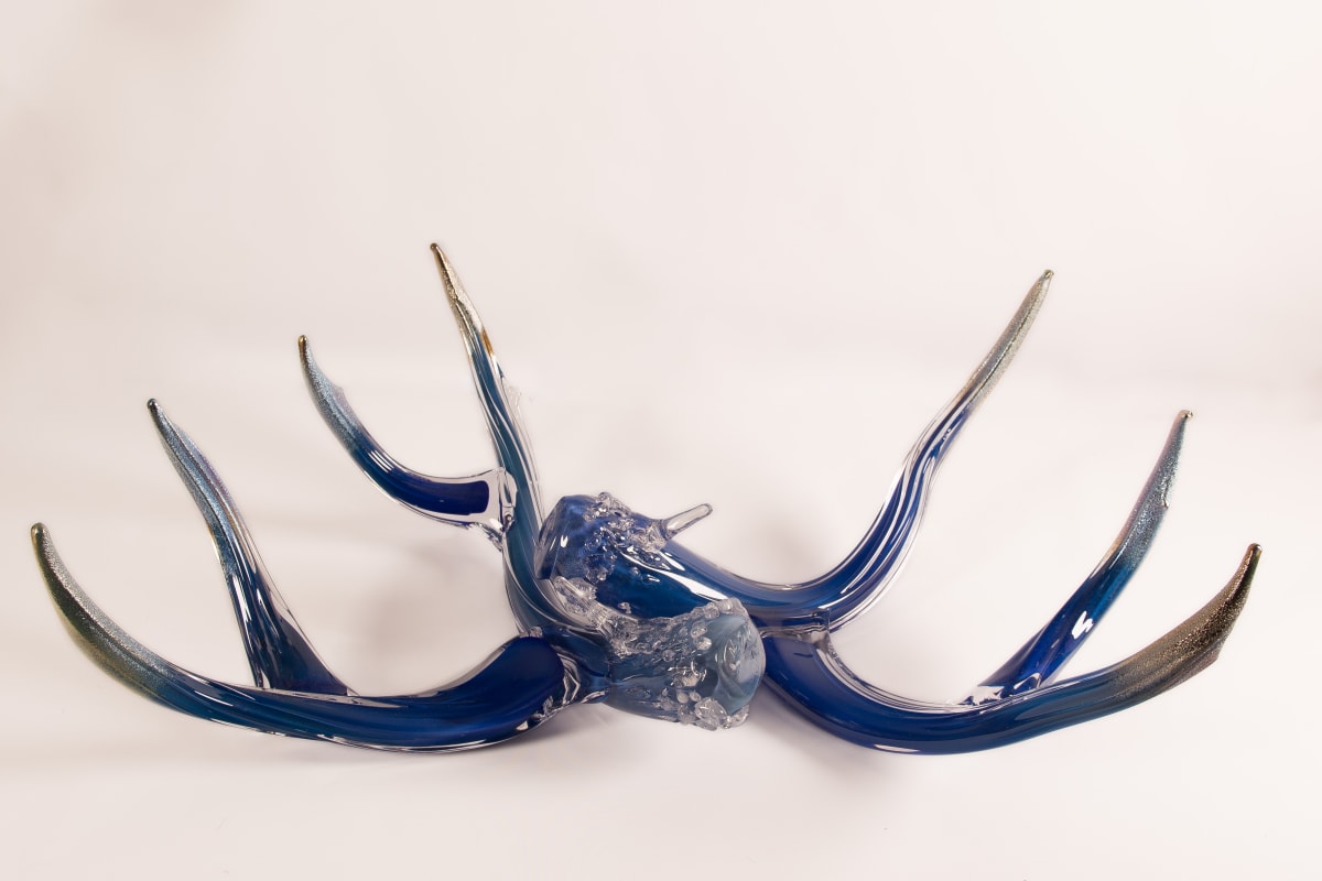 Antler Set Silver Blue Opaque w/Metallic tips by North Rim Glass Jared & Nicole Davis 