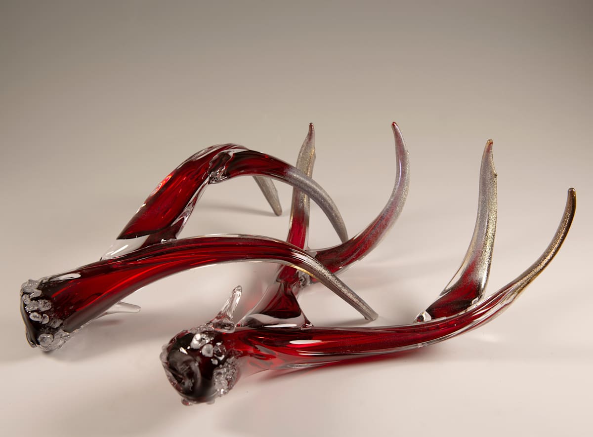 Antler Set Gold Ruby w/Metalic Tips, Image 1.