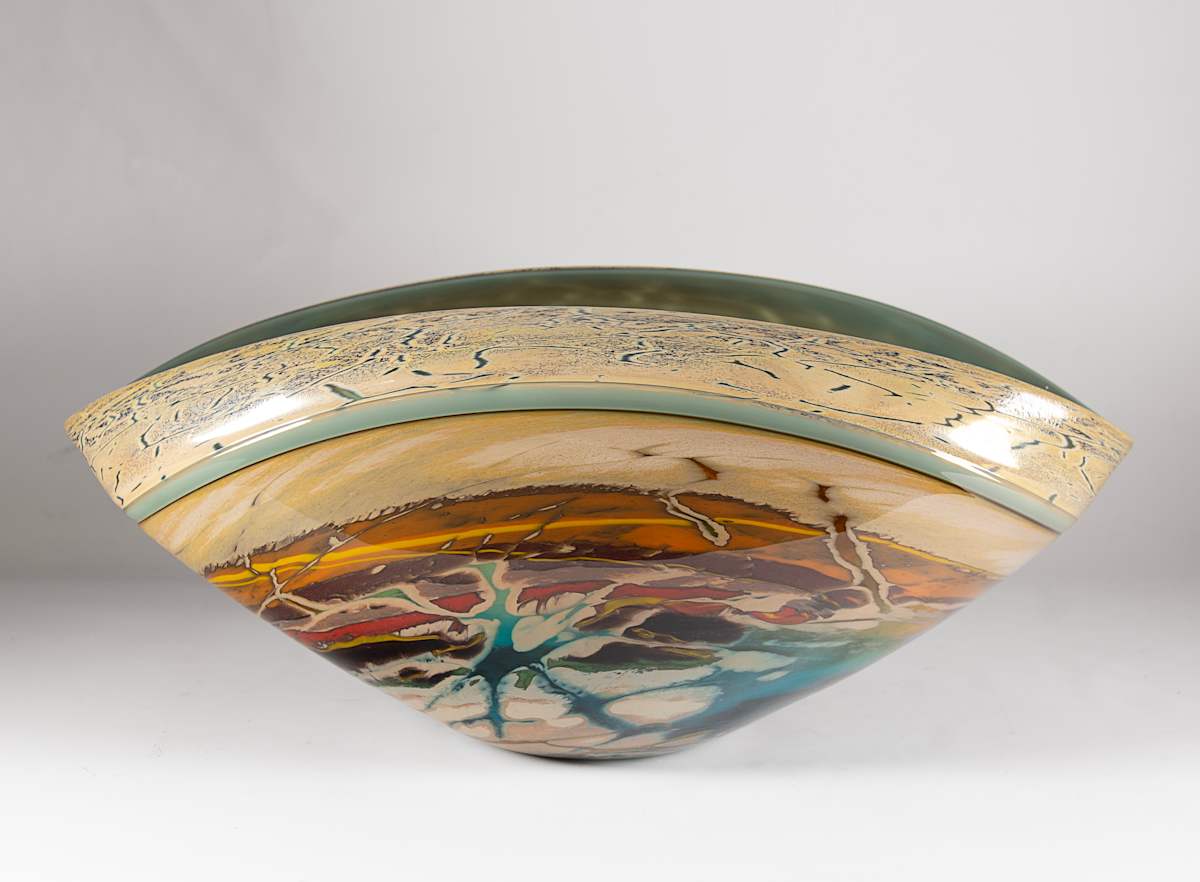 Canyon Walls Vessel Amber & Turquoise by North Rim Glass Jared & Nicole Davis 