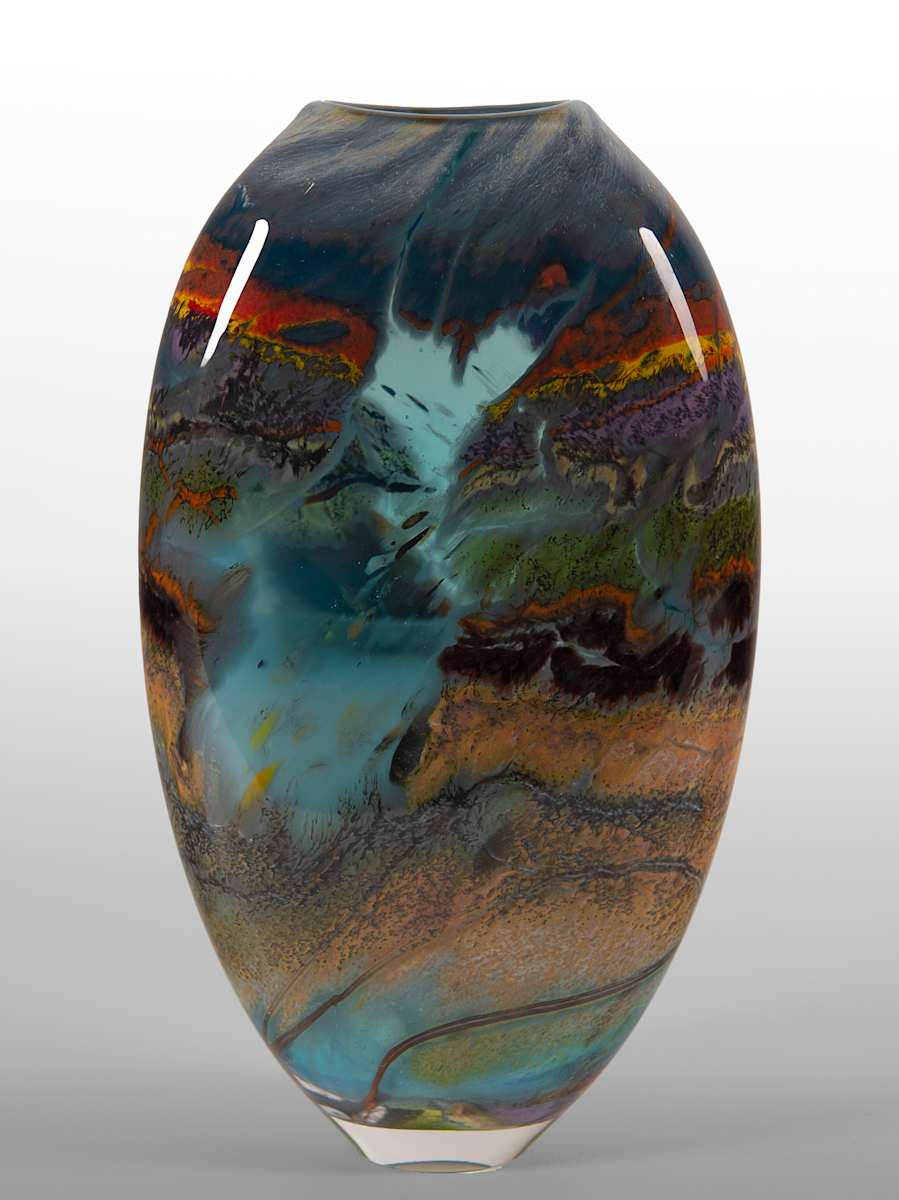 Fission Vase Turquoise & Alabaster by North Rim Glass Jared & Nicole Davis, Image 2.