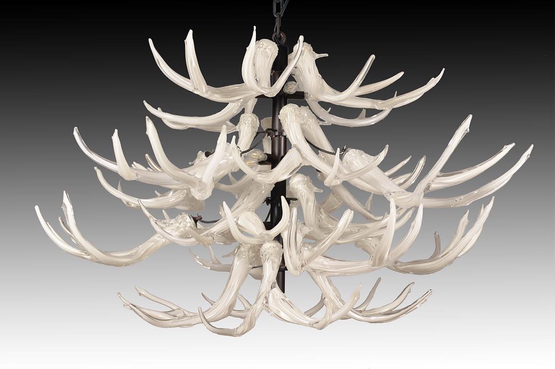 Glass Antler Chandelier-Ivory by North Rim Glass Jared & Nicole Davis 