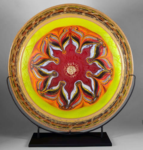 Jupiter Mandala Red & Yellow by North Rim Glass Jared & Nicole Davis, Image 1.