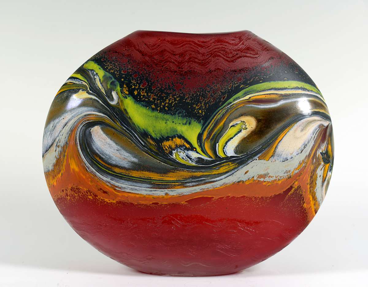 Jupiter Vase Red by North Rim Glass Jared & Nicole Davis, Image 1.