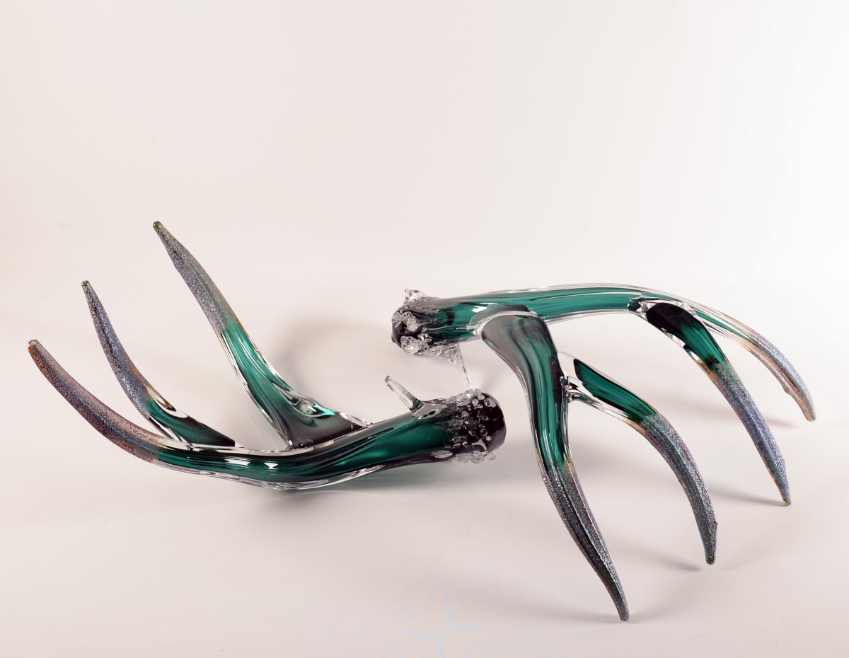 Antler Set Silver Green w/Metallic Tips by North Rim Glass Jared & Nicole Davis 