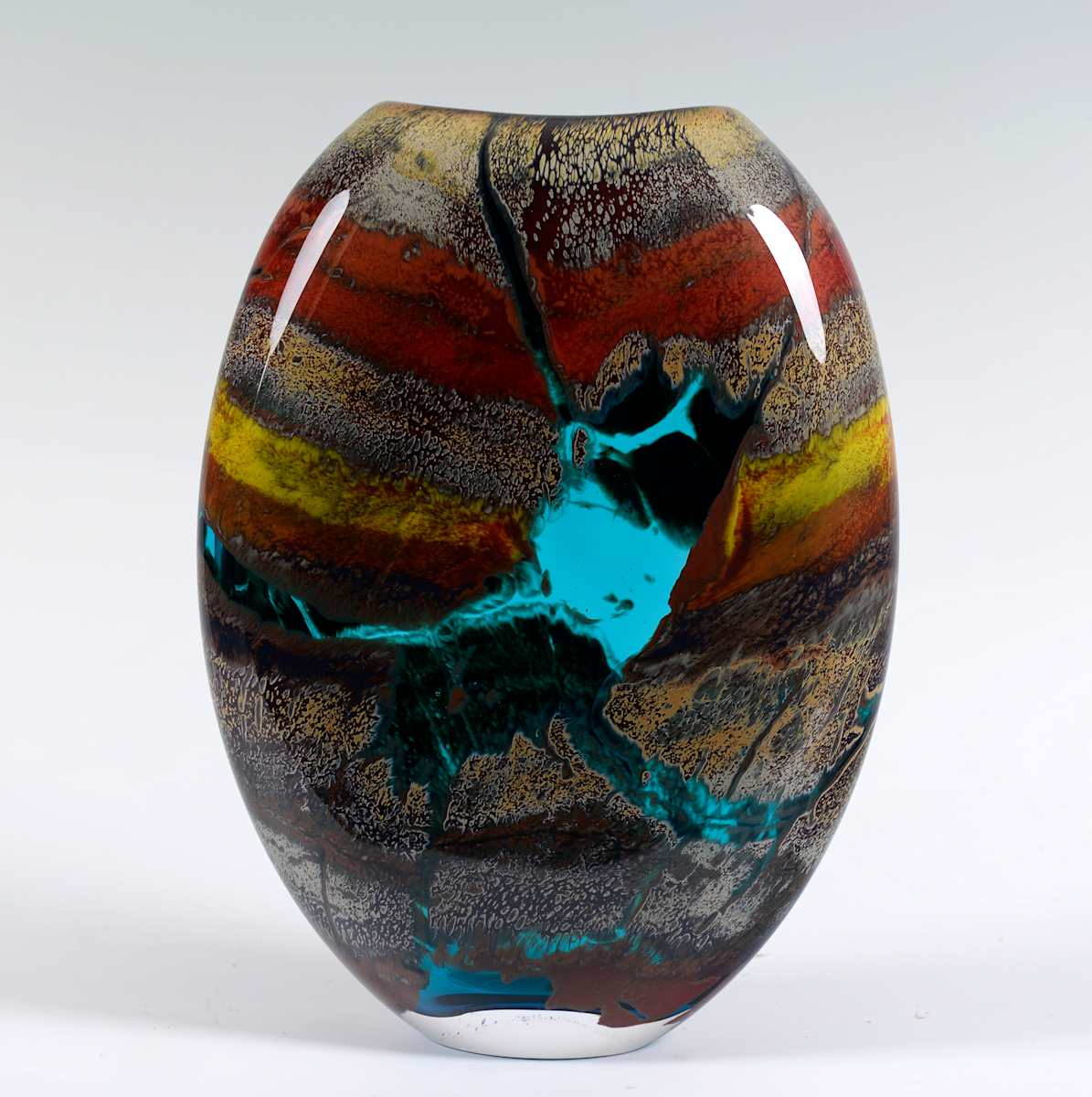 Fission Vase Medium-Turquoise by North Rim Glass Jared & Nicole Davis, Image 1.