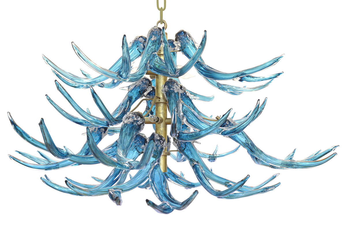 Glass Antler Chandelier Turquoise by North Rim Glass Jared & Nicole Davis 