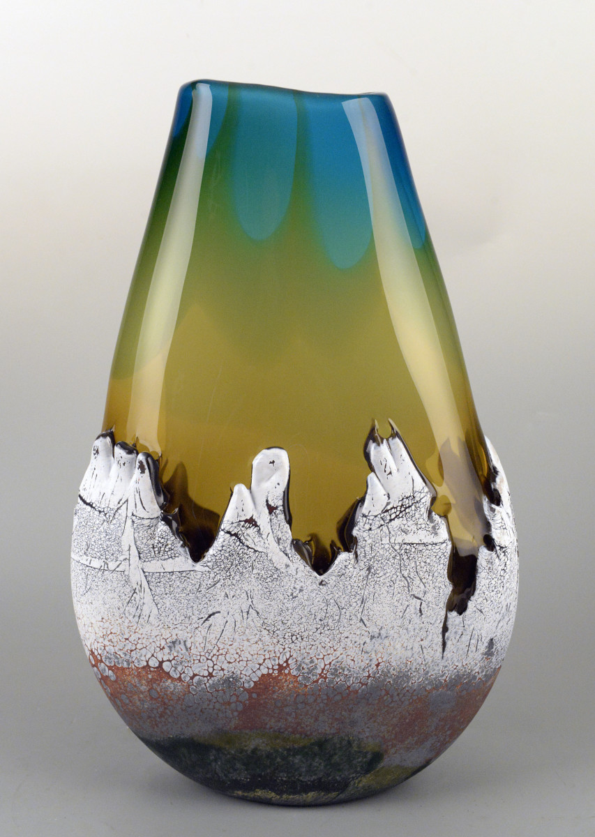 Mountain Vista Sunset-Amber & Turquoise by North Rim Glass Jared & Nicole Davis 