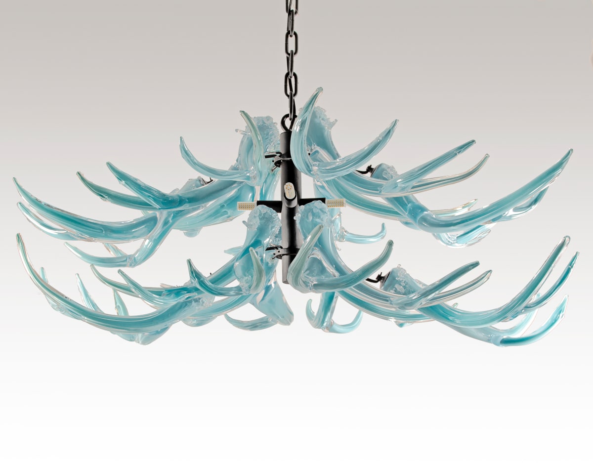 Glass Antler Chandelier-Light Turquoise 