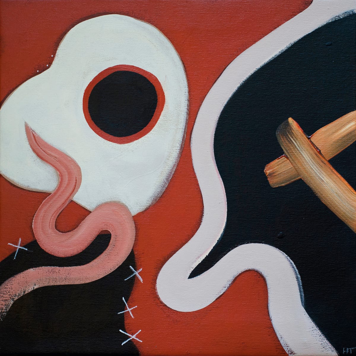 RED WHIMSY #3 , 30 x 30 cm by Hannah Thomas, Image 1.